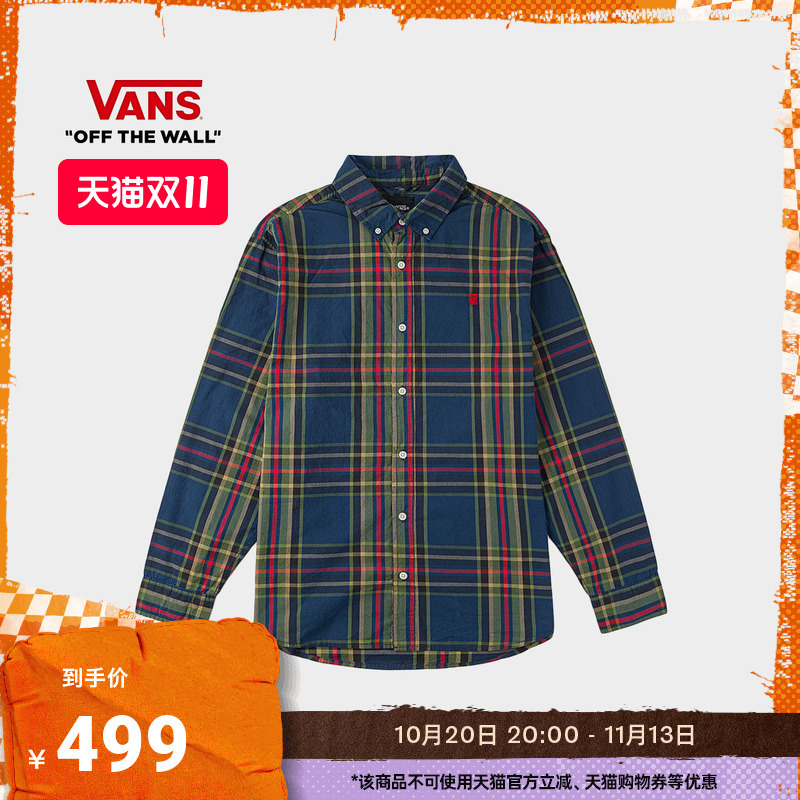 Vans Official Men's Long-Sleeved Shirt with Plaid Pattern Vans Official Men's Long-Sleeved Shirt with Plaid Pattern