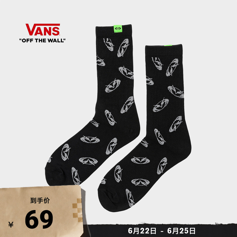 Vans Official Asian Artist Collaboration Guccimaze Men's and Women's Couple Socks Black Long Socks