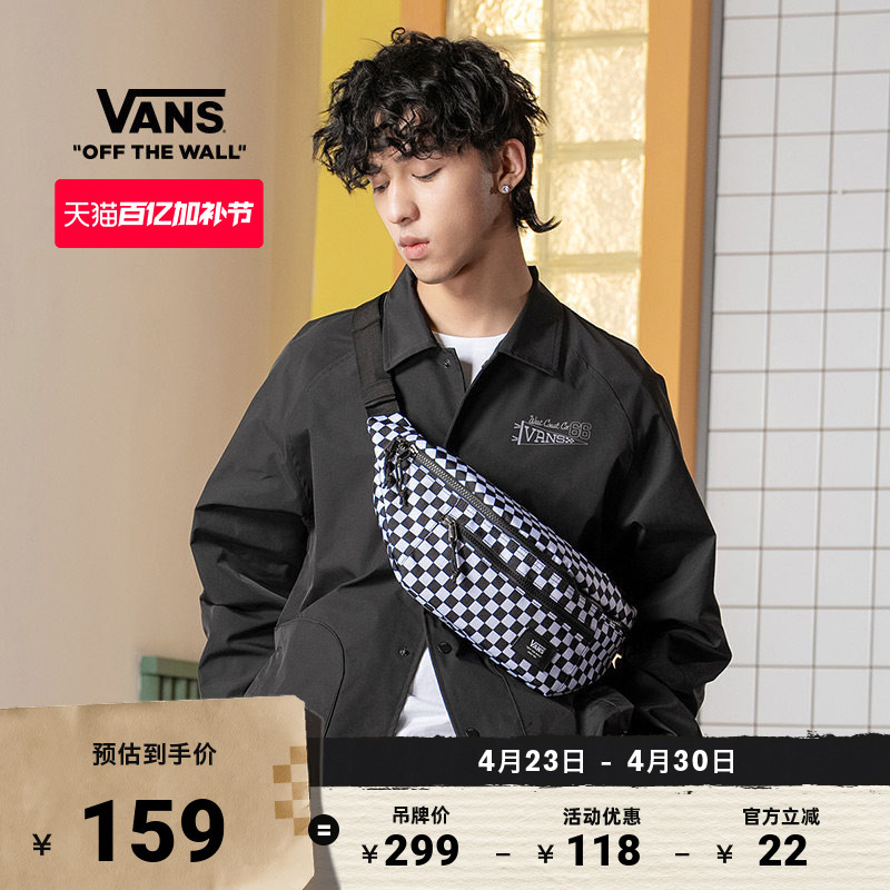 Vans Official Unisex Couple's Waist Bag Black and White Checkered Street Fashion Cool Cover