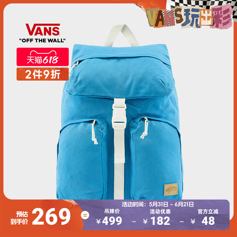Vans Official Men's and Women's Couple Backpacks, Blue Outdoor Travel Backpacks