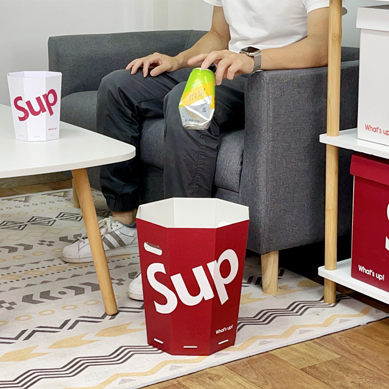 Recyclable Paper Trash Can ins Style Paper Basket Garbage Bin Storage Container Outdoor Disposable Car-Mounted Recycling