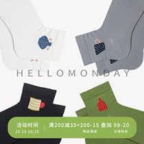 HELLO MONDAY socks womens short tube socks Korean version of pattern ins tide white socks wild college style girls