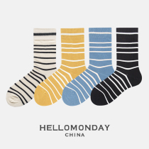  Hello Monday 2020 classic striped couple socks men and women designer series cotton tide tube socks
