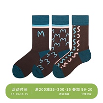 HELLO MONDAY socks male middle tube tide girls Korean version of trend stockings color striped socks cotton socks pile