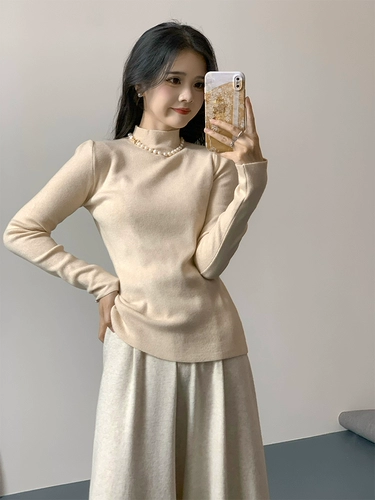 三个裁缝 Цветной эластичный трикотажный осенний свитер, высокий воротник