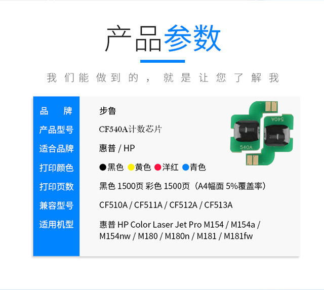 Stepu áp dụng chip mực in HP CF540A M254a / nw M281fw M280n Máy in laser màu HP 203A phiên bản nước ngoài LaserJet Pro MFP - Phụ kiện máy in trục cao su máy in a3
