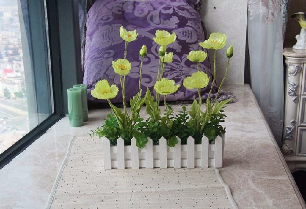 Mục vụ mô phỏng chậu trồng cây hàng rào gỗ nhỏ 虞 vẻ đẹp hoa đặt hoa giả trang trí hoa hoa ban công trang trí hoa - Hoa nhân tạo / Cây / Trái cây
