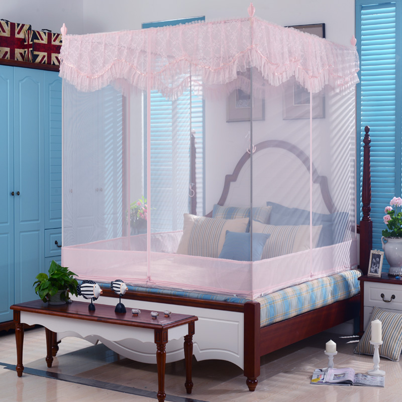 Four-door u-type mosquito net home bracket fixed convenient to remove and wash the old no-bottom-less encryption plus coarse thickened anti-fall