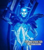 Latest bar nightclub DS Halloween party Black Feather Diamond Glitter Performance Costumes