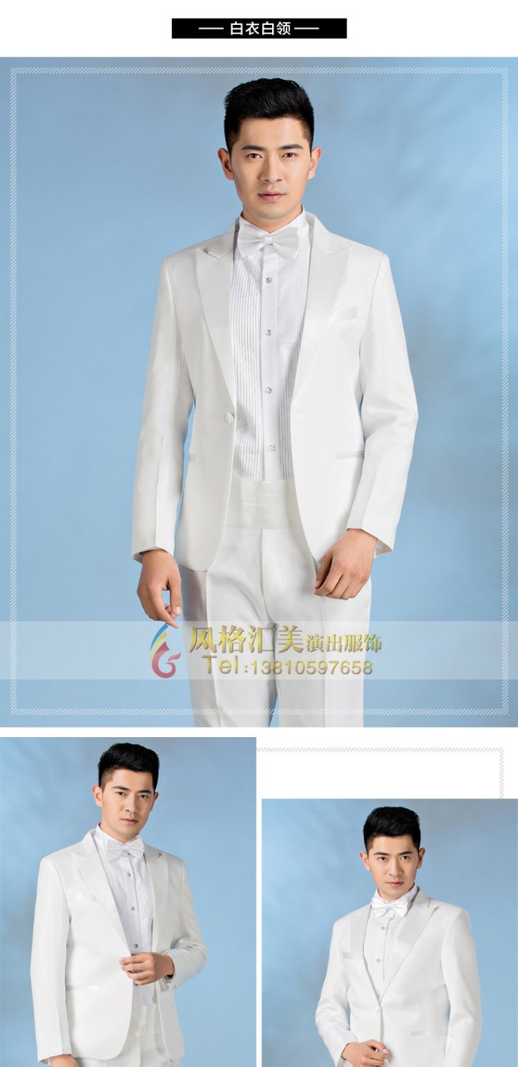 Bộ đồ mới màu trắng phù hợp với nam trưởng thành bộ vest nam trẻ trung