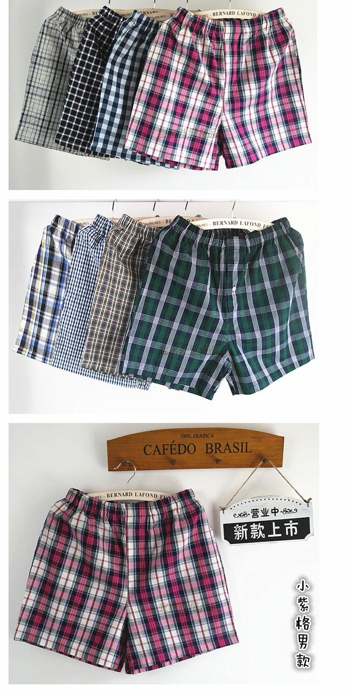 Quần pyjama nam và nữ cotton vuông ngắn mùa hè mỏng phần ba quần lỏng quần đi biển thể thao giản dị nửa quần quần đùi nam