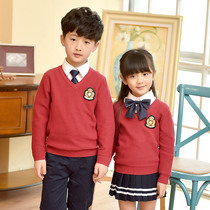 Primary school students Class uniforms Spring and autumn Winter Winter Childrens College Wind Kindergarten Garage Knitted Jacket Sweater School Suit Suit