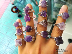 DIY аксессуары 天然紫水晶戒面旦面裸石混款戒指盒装金属合金100个/盒欧美款 1000se
