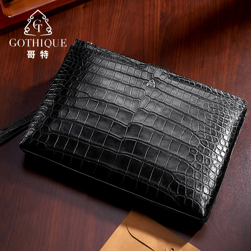 Gothic imports avocado leather handbag man genuine leather handbag with large capacity light and thin envelope bag luxury men's bag