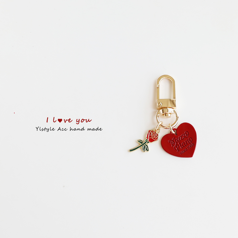 Original Handmade Rose Flower Heart AirPods Keychain Bag Pendant Valentine's Day Accessory Pendant Key Chain