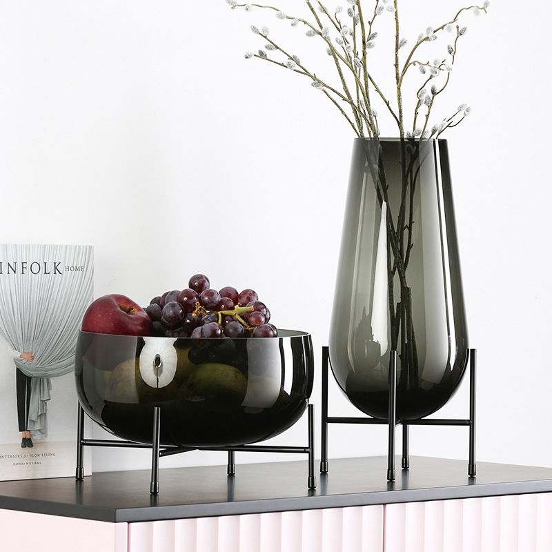 Light extravagant vase glass water fruit tray pendulum piece modern minimalist home living room table tea table high-end soft-mounted adornment-Taobao