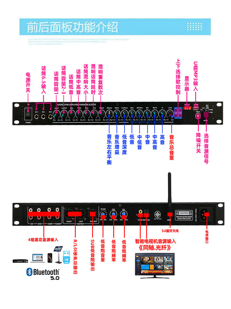West Mancarson Front Stage Effectors Professional K Song Mike Anti-Howl Called People Reverberation for Home KTV Stage Performance-Taobao