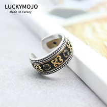 Turkey imported sterling silver ring male tide European and American retro opening food finger ring female couple
