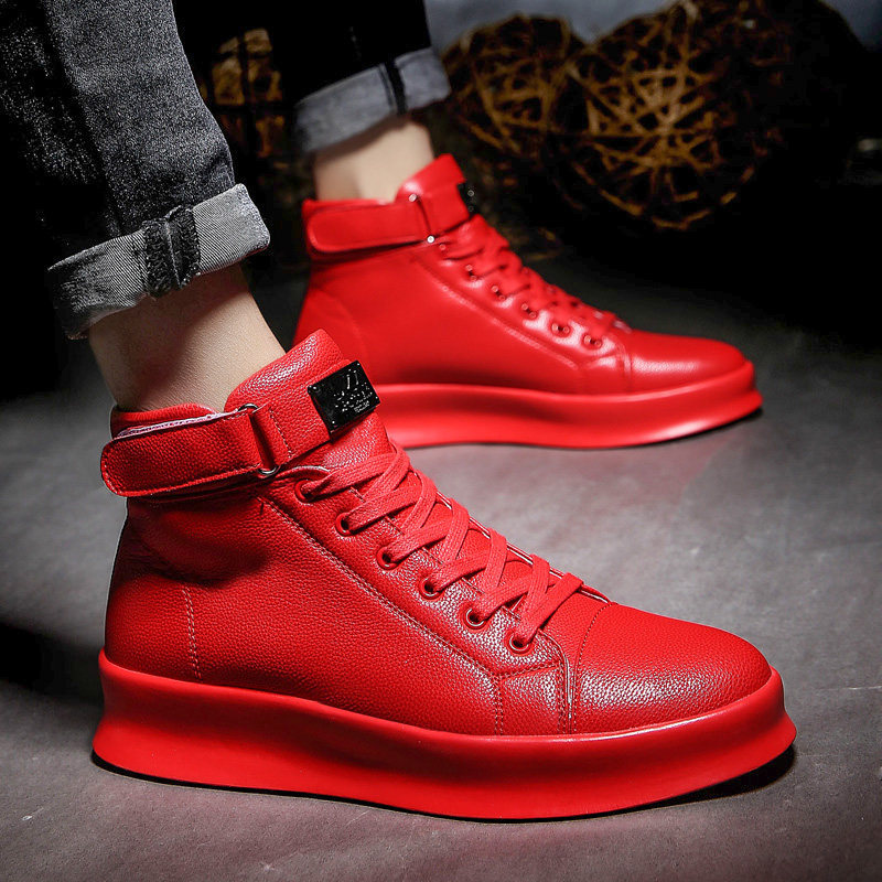 High-top shoes men's autumn sports and leisure leather boots Martin boots trendy shoes Chinese red winter trendy shoes 2022 new
