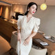 Sen department gentle wind dress chic high-end summer and Korean retro waist design thin ins wind dress