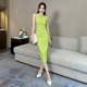 French retro Hepburn suspender dress 2022 summer new women's one-shoulder sleeveless slimming skirt