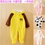 Mùa thu đông mẫu nam và nữ bé jumpsuit dài tay trùm đầu cho bé sơ sinh romper sơ sinh trăm ngày làm mẫu dịch vụ đồ ngủ bé gái