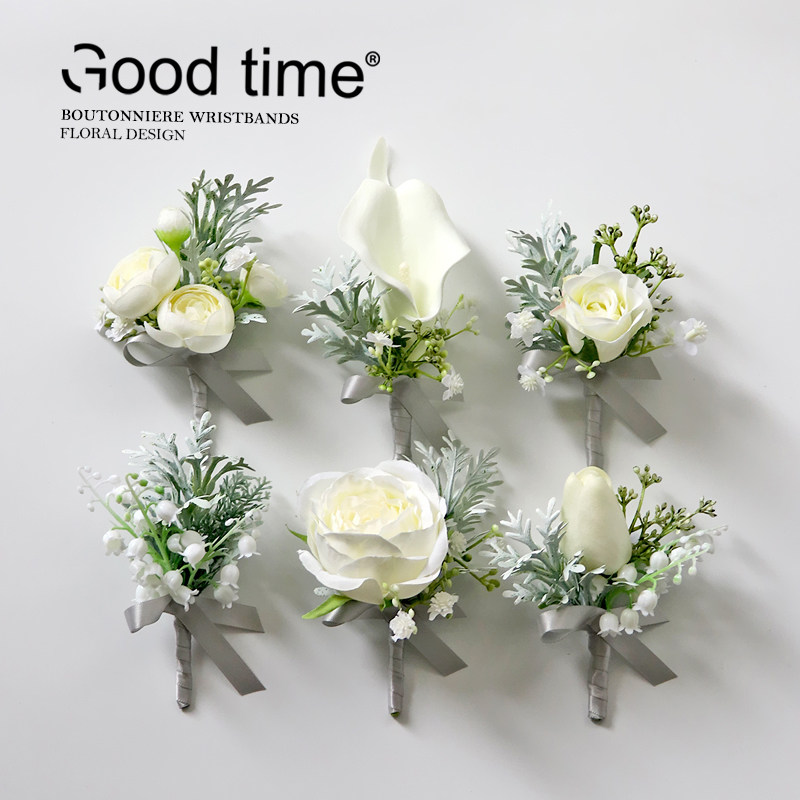 European Silver Gray wrist-wrist flower white rose bell plasterbrotherbride bride bride bride-flower wedding photography