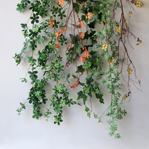 Vine leaf simulation green planting wedding ceiling winding road guide layout rattan hotel window decoration fake flower