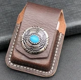 Зажигалка, кожаный универсальный чехол на керосине ручной работы, из натуральной кожи