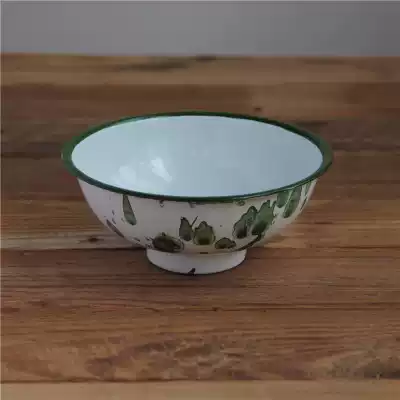 5 enamel bowls Nostalgic old-fashioned rice bowls Instant noodles bowls Ice flower yellow fruit green theme dining room hotel