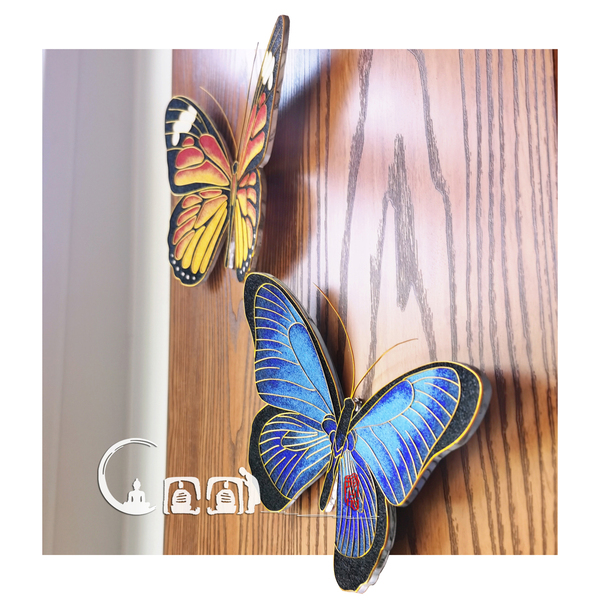 Three-Dimensional Butterfly with Wind Effect, Cloisonné Enamel Painting, Handmade Diy, Chinese Style Material Kit, Glaze and Colored Sand