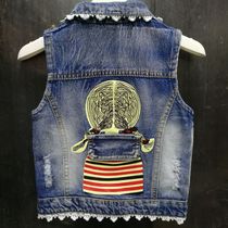 Childrens clothing girls denim vest spring 2022 new childrens vest spring and autumn Korean version of the big boys and girls vest trend