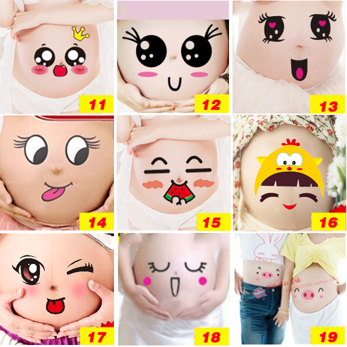 Pregnant Woman Big Belly Photos Belly stickers Painted Photo Photography Props Pregnant Women Write Real Belly Leather Stickers Big Belly Leather Stickers