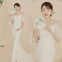 613 Pregnant Woman Photos Clothing Hire Chinese Wind Work Stroke White Qipao Writing True Retro Art Photo Gown