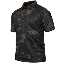 Outdoor military fans tactical summer quick-drying breathable short-sleeved T-shirt polo shirt lapel camouflage extra sports short T-shirt