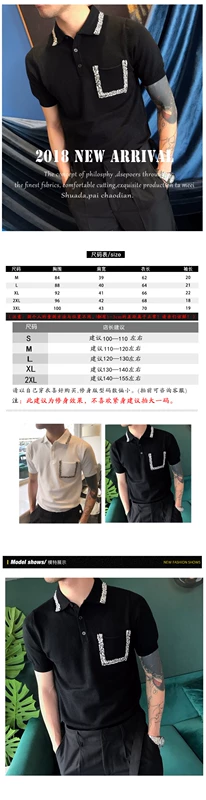 Pop18ss mùa hè Polo áo nam Hàn Quốc phiên bản của thanh niên trang trí khâu ve áo trọng lượng nhẹ giản dị đan ngắn tay T-Shirt triều shop đồ nam đẹp