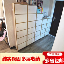Student bookcase with lock wooden finishing storage cabinet locker with door free combination simple bookshelf shelf