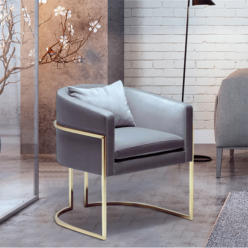 Sillón de Metal dorado de hierro para sala de estar, sofá individual