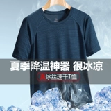 Летняя мужская шелковая быстросохнущая футболка с коротким рукавом, короткий рукав, свободный крой, для среднего возраста