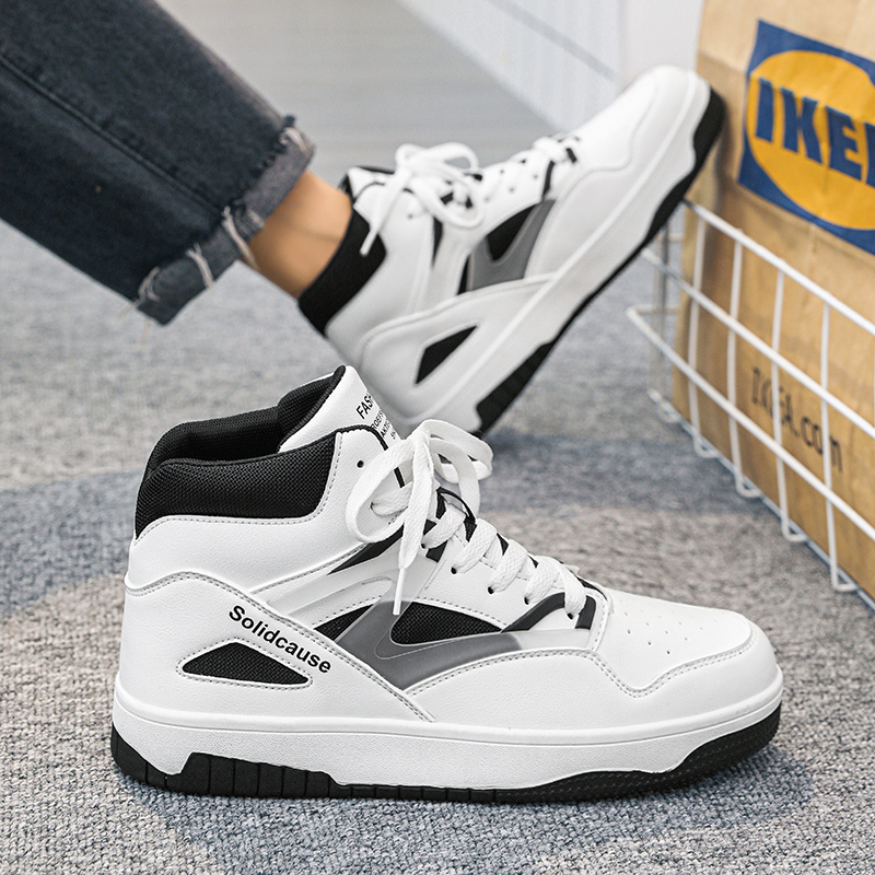 Aj High-Top Men's Shoes, Spring Versatile Casual Mid-Top Sneakers, Youth Sports Non-Slip Basketball Height-Increasing White Trendy Shoes