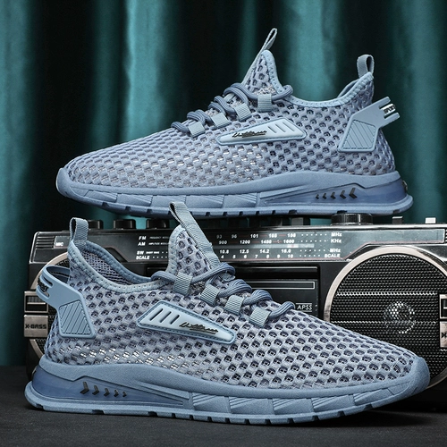 Летняя дышащая обувь, мужские тонкие сетчатые спортивные туфли для отдыха, для бега, мягкая подошва