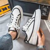 帆布男鞋夏季透气小众原创百搭休闲 𫔮平板鞋青少年运动软底黑色布鞋