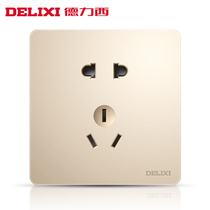 Delixi Gold switch socket panel porous home wall Wall Type 86 champagne five-hole skewer dark line