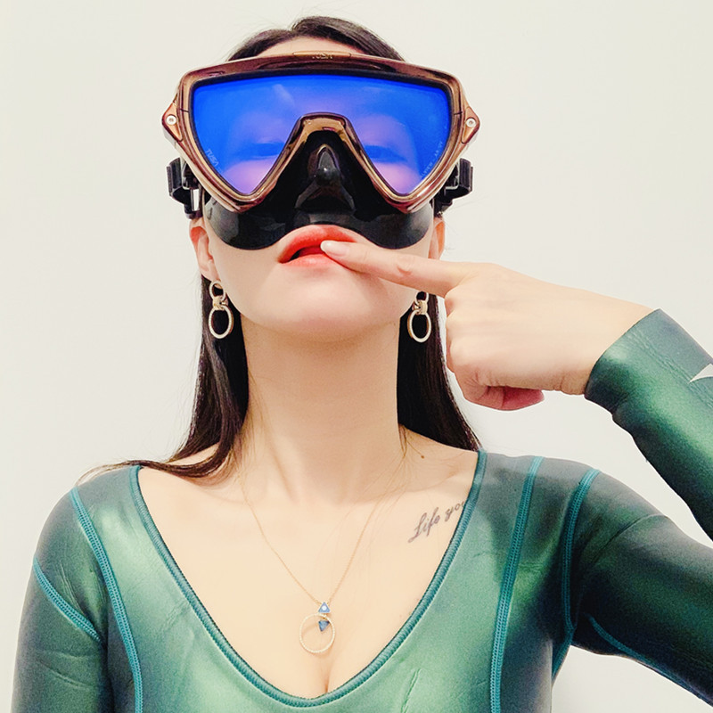 Whitefin Shark Tusa Visio Pro M19Syqb M110 Coated Anti-Uv420 Diving Mask Silver Horn in Stock
