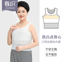 Spring loom 2021 new female middle aged thin section anti-bump round collar sleeveless printed pure cotton thread vest sweatshirt mom