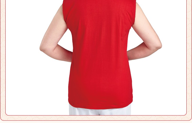 Áo vest nữ trung niên cotton cũ không tay cởi quần áo cuộc sống của mẹ lớn màu đỏ chải bông băng rộng ao day dep