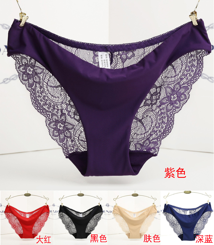 Mùa hè gợi cảm chất béo MM ren cộng với phân bón XL eo thấp băng lụa không có dấu vết của phụ nữ bông tinh khiết tam giác đầu quần chip nữ đẹp