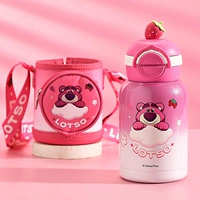 Pink Strawberry Bear 600 мл (двойная горловина + карманная крышка для чашки)