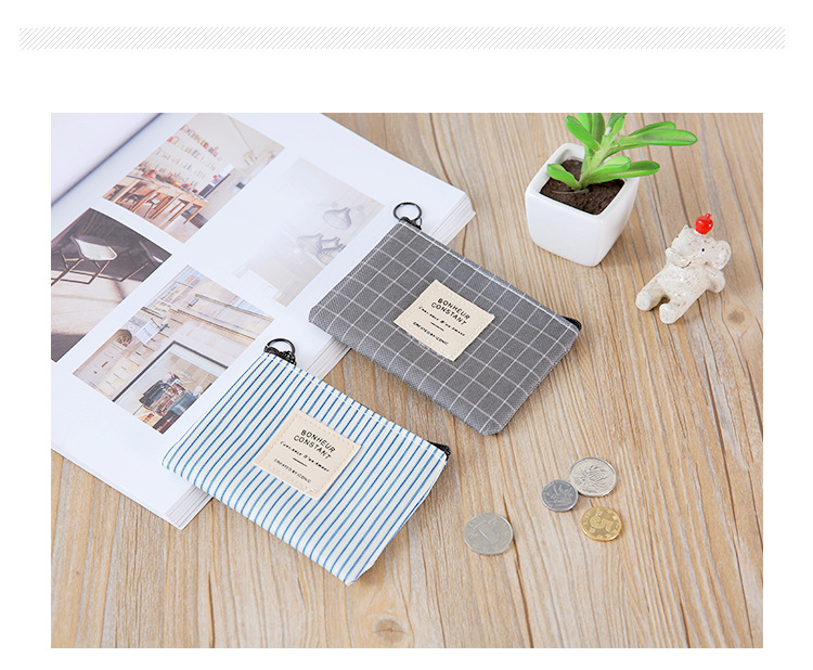 Hàn Quốc dễ thương sáng tạo sọc vải nghệ thuật mini ví ví tiền xu túi nam và nữ sinh viên dây kéo ví ví vans