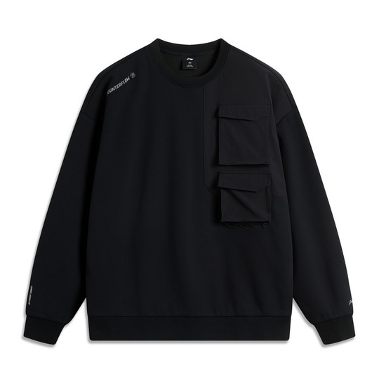 李宁户外系列CF系列简约时尚百搭圆领套头卫衣男女同款AWDU955